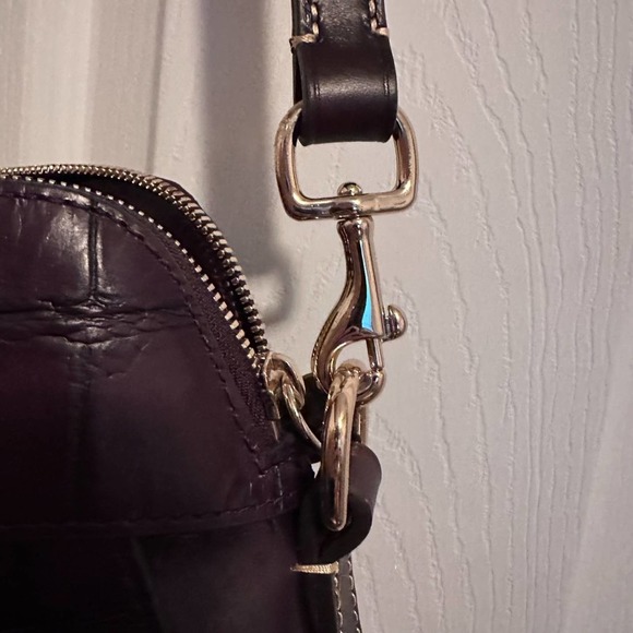 Dooney & Bourke Denison Ruby Croc Embossed Crossbody Leather Wine/Purple - Picture 9 of 11